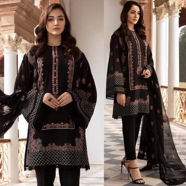 3 Pcs Women Unstitched Embroidered Suit